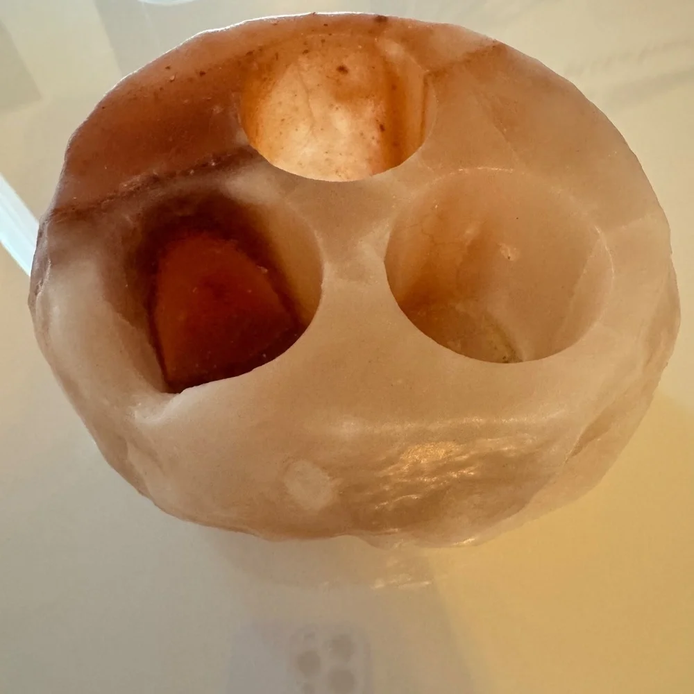 Himalayan salt candle holder (uses 3 tea lights)